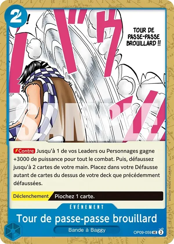 Carte One Piece française OP09-059 Tour de passe-passe brouillard