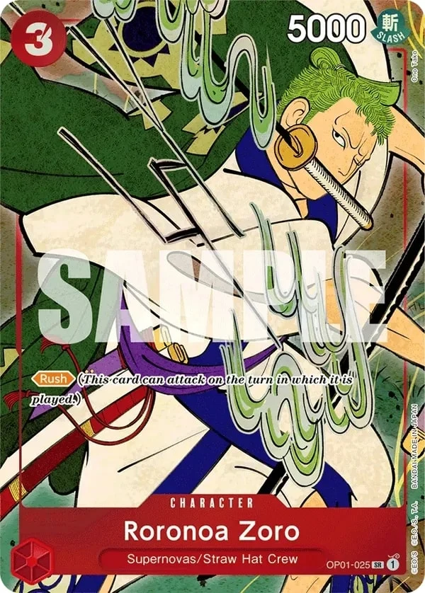Carte One Piece anglaise Roronoa Zoro OP01-025 SR