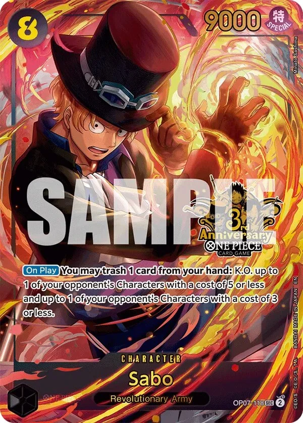Carte One Piece anglaise Sabo OP07-118 SEC