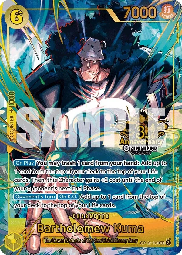 Carte One Piece anglaise Bartholomew Kuma OP12-119 SEC