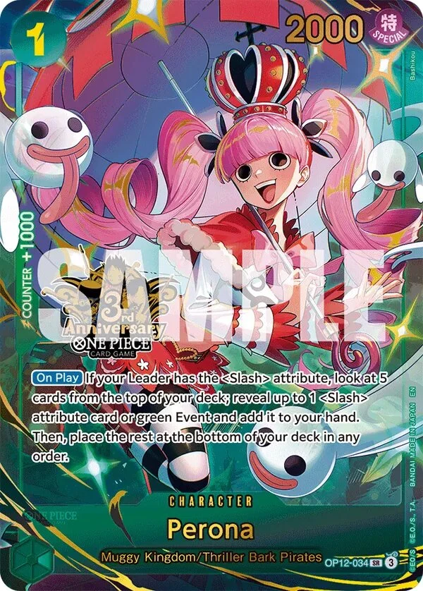 Carte One Piece anglaise Perona OP12-034 SR