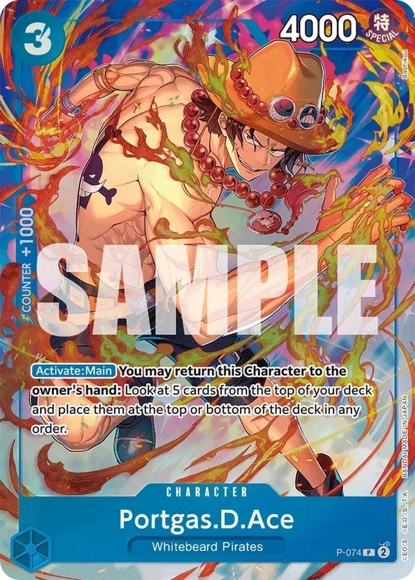 Carte One Piece anglaise Portgas.D.Ace P-074 P