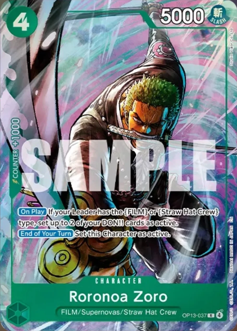 Carte One Piece anglaise Roronoa Zoro OP13-037 R