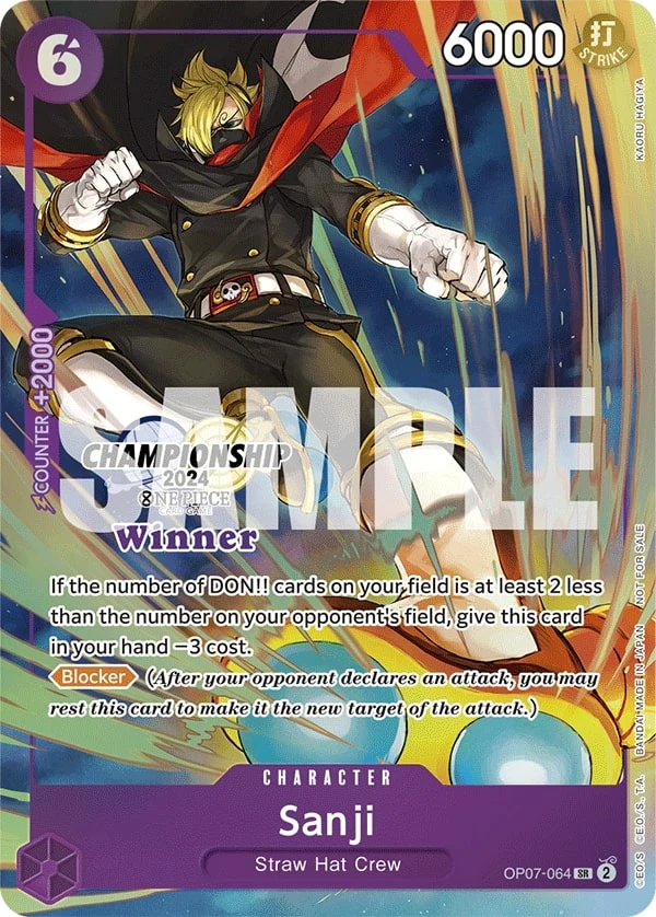 Carte One Piece anglaise Sanji OP07-064 SR