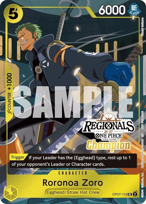 Carte One Piece anglaise OP07-113 Roronoa Zoro (version 2)