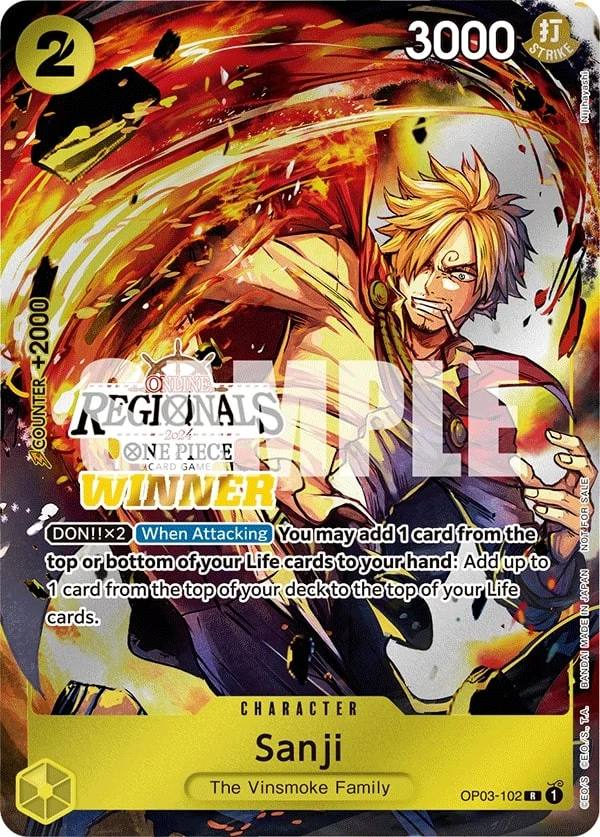 Carte One Piece anglaise Sanji OP03-102 R