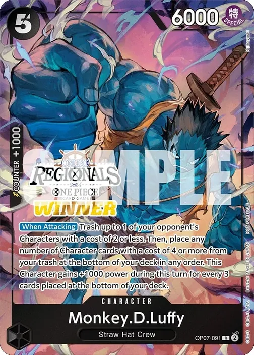 Carte One Piece anglaise OP07-091 Monkey.D.Luffy (version 2)