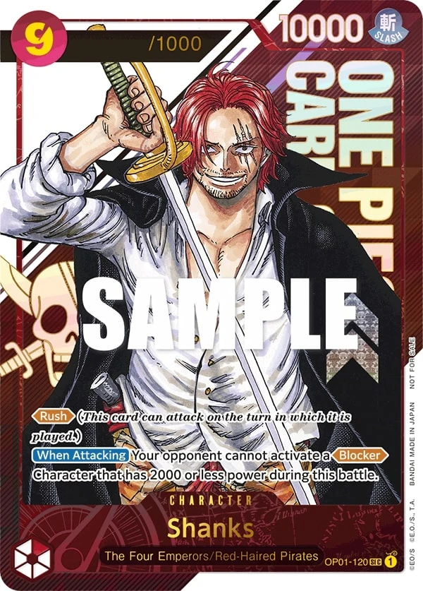 Carte One Piece anglaise Shanks OP01-120 SEC