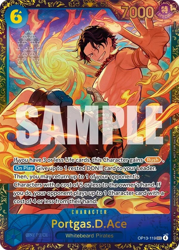 Carte One Piece anglaise Portgas.D.Ace OP13-119 SEC