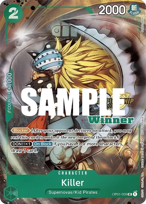 Carte One Piece anglaise OP01-039 Killer