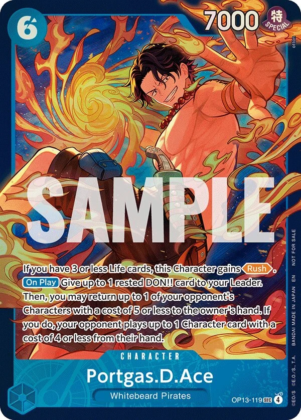 Carte One Piece anglaise Portgas.D.Ace OP13-119 SEC