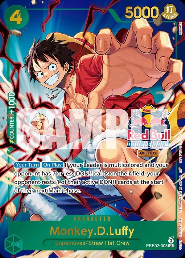 Carte One Piece anglaise Monkey.D.Luffy PRB02-005 SR
