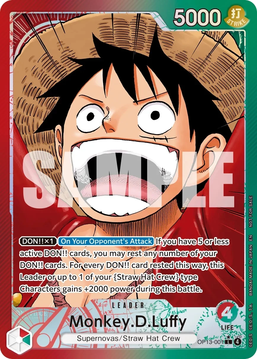 Carte One Piece anglaise Monkey.D.Luffy OP13-001 L