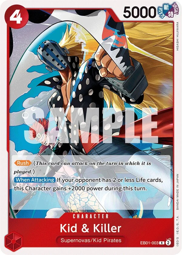 Carte One Piece anglaise Kid & Killer EB01-003 R