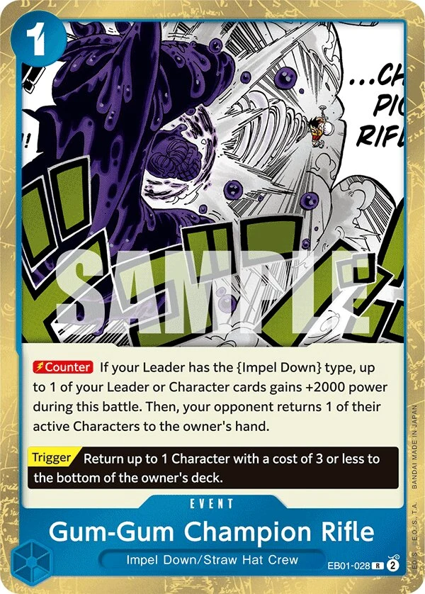Carte One Piece anglaise Gum-Gum Champion Rifle EB01-028 R