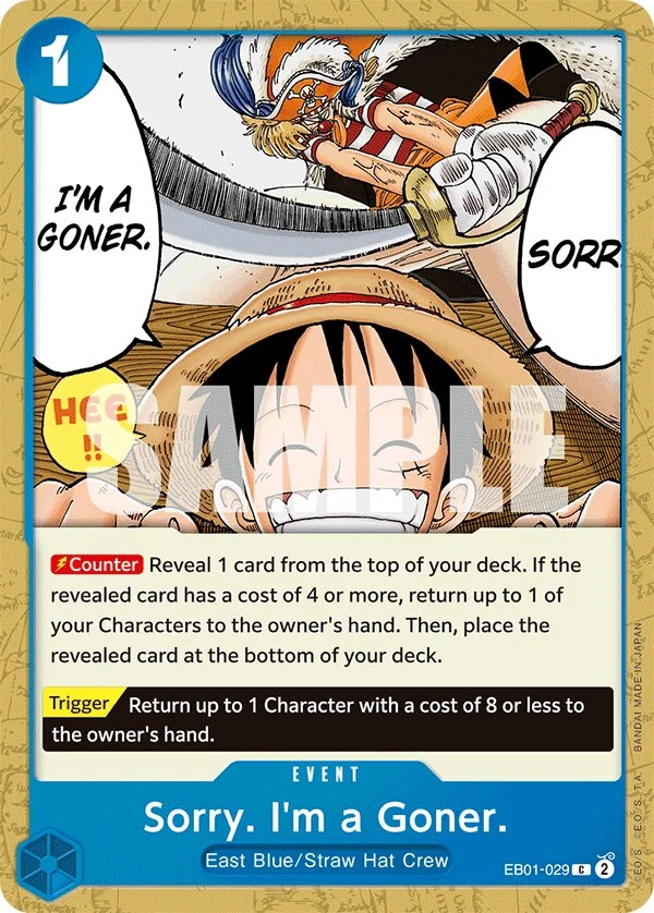 Carte One Piece anglaise Sorry. I'm a Goner. EB01-029 C