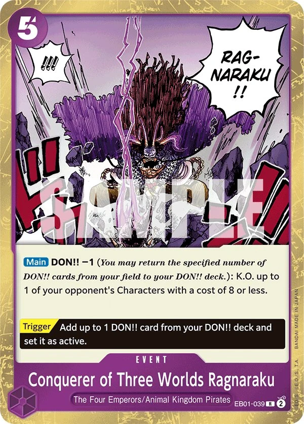 Carte One Piece anglaise Conquerer of Three Worlds Ragnaraku EB01-039 R