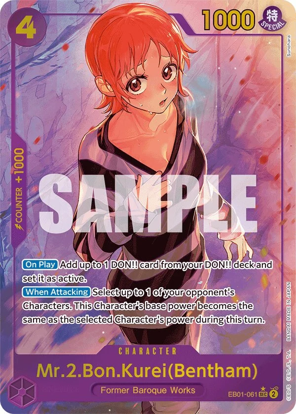 Carte One Piece anglaise Mr.2.Bon.Kurei(Bentham) EB01-061 SEC