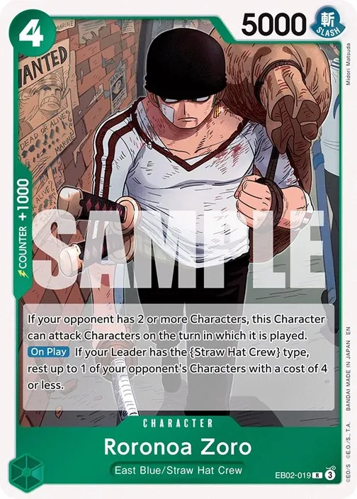 Carte One Piece anglaise EB02-019 Roronoa Zoro