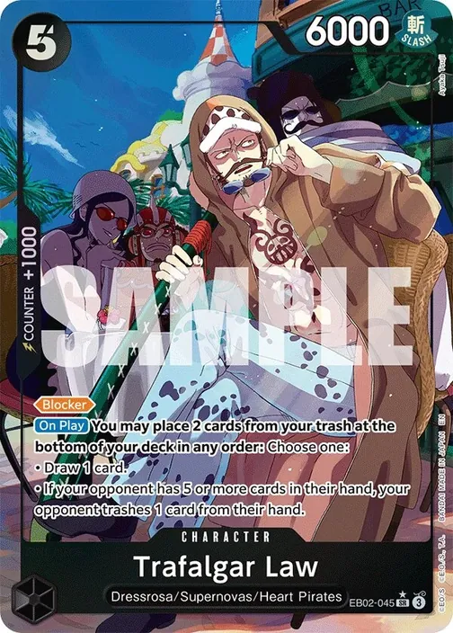 Carte One Piece anglaise EB02-045 Trafalgar Law (version 2)