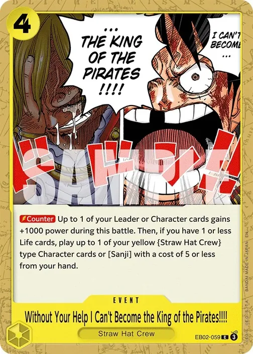 Carte One Piece anglaise EB02-059 Without Your Help I Can't Become the King of the Pirates!!!!