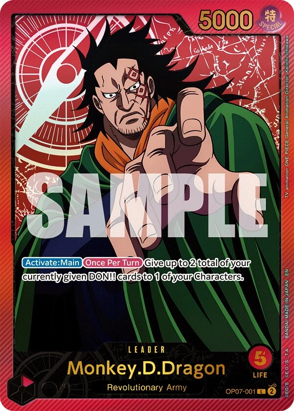 Carte One Piece anglaise Monkey.D.Dragon OP07-001 L
