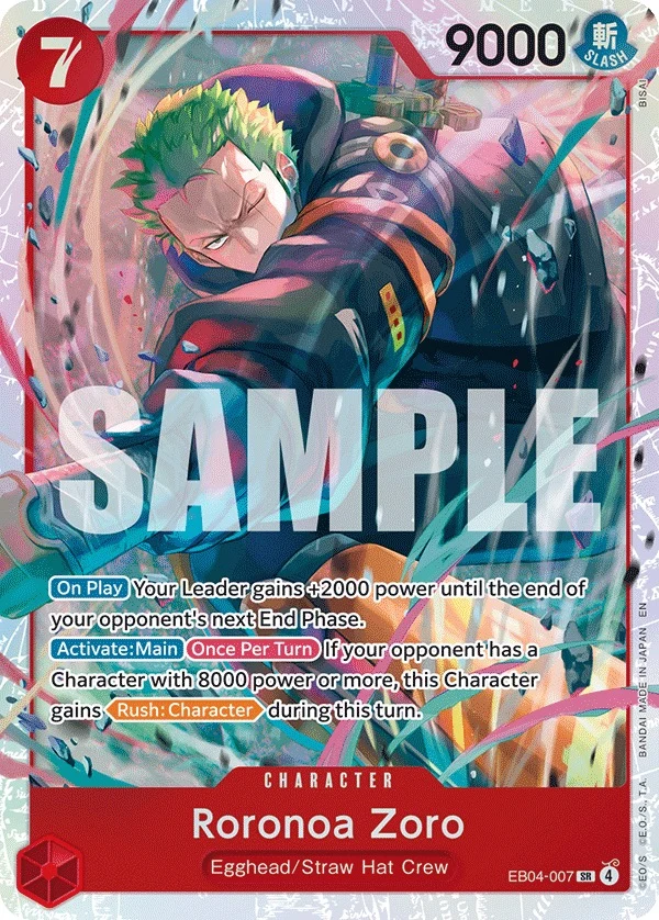 Carte One Piece anglaise Roronoa Zoro EB04-007 SR