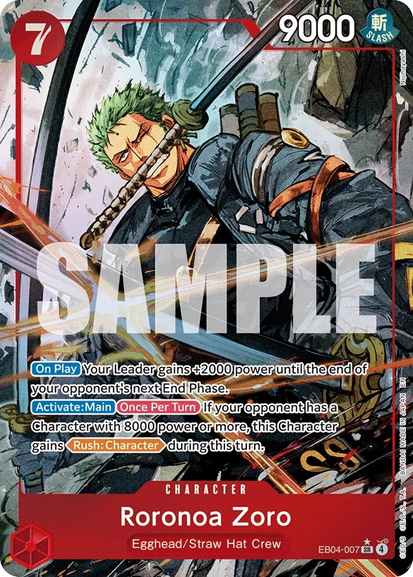 Carte One Piece anglaise Roronoa Zoro EB04-007 SR
