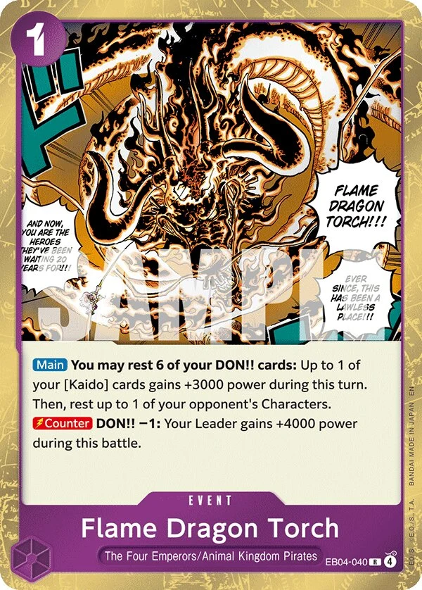 Carte One Piece anglaise Flame Dragon Torch EB04-040 R