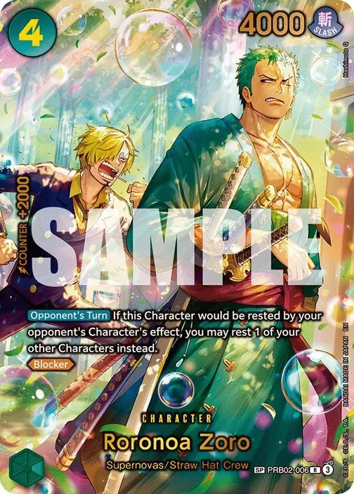 Carte One Piece anglaise PRB02-006 Roronoa Zoro