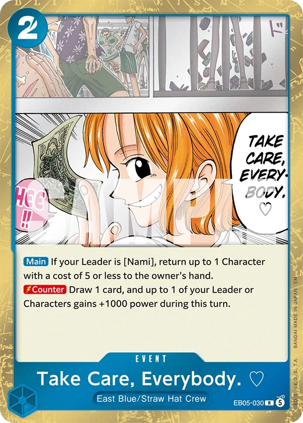 Carte One Piece anglaise Take Care, Everybody. ♡ EB05-030 R