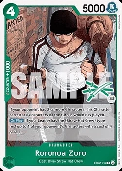 Carte One Piece anglaise EB02-019 Roronoa Zoro (version 3)