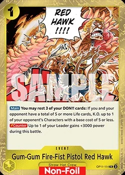 Carte One Piece anglaise OP11-114 Gum-Gum Fire-Fist Pistol Red Hawk