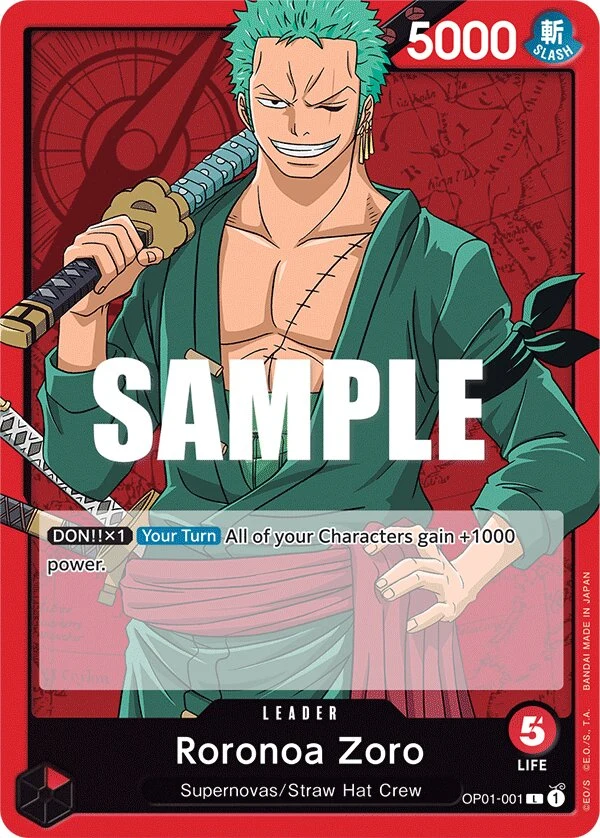 Carte One Piece anglaise Roronoa Zoro OP01-001 L