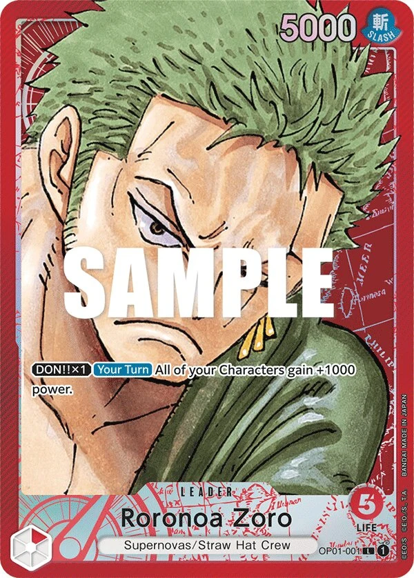 Carte One Piece anglaise Roronoa Zoro OP01-001 L