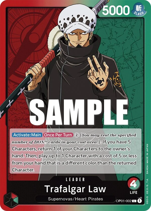 Carte One Piece anglaise Trafalgar Law OP01-002 L