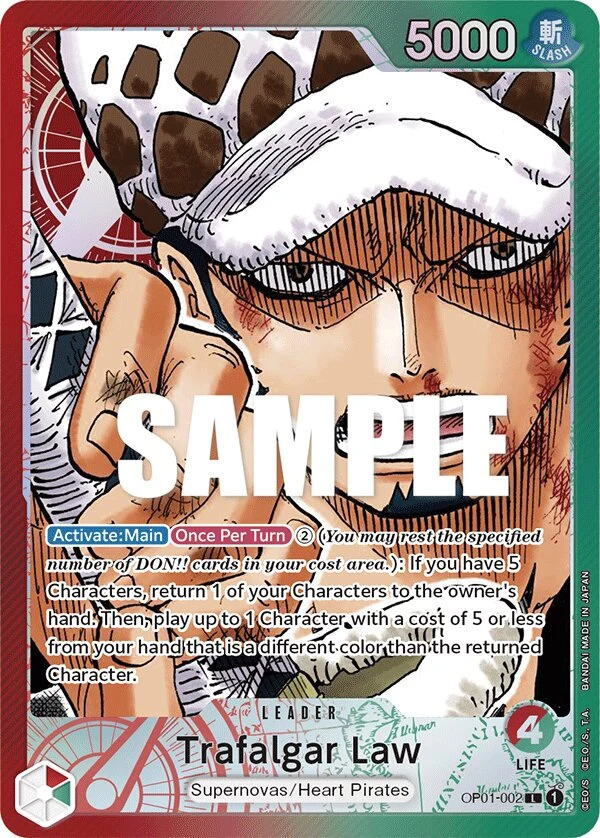 Carte One Piece anglaise Trafalgar Law OP01-002 L