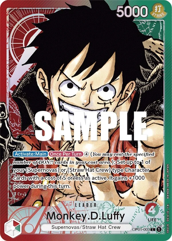 Carte One Piece anglaise Monkey.D.Luffy OP01-003 L