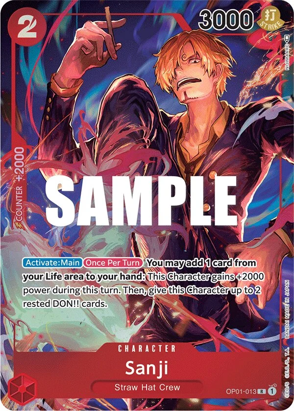 Carte One Piece anglaise Sanji OP01-013 R