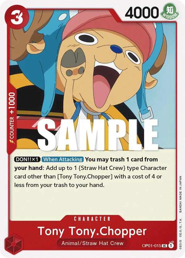 Carte One Piece anglaise Tony Tony.Chopper OP01-015 UC