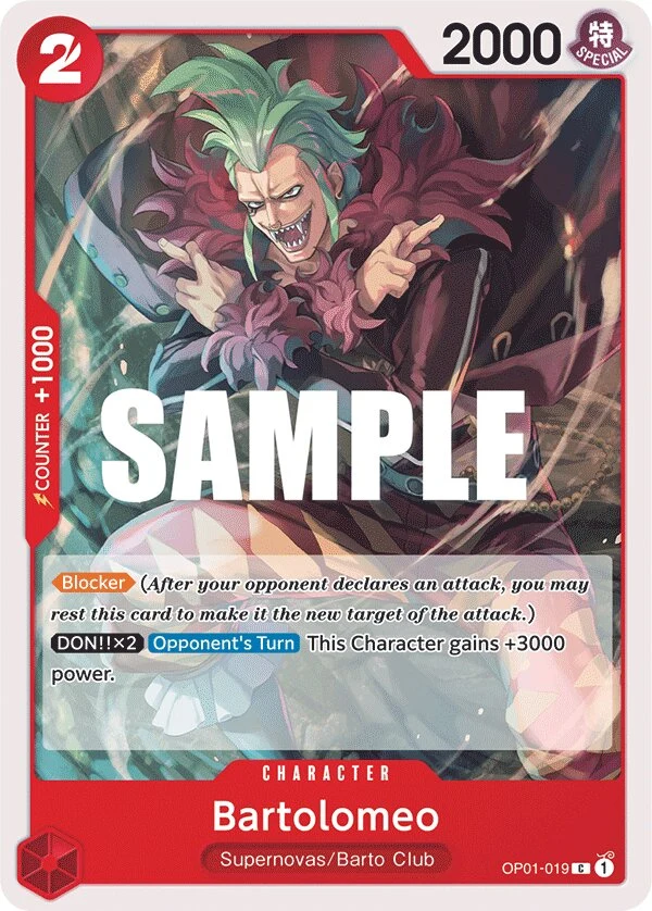 Carte One Piece anglaise Bartolomeo OP01-019 C