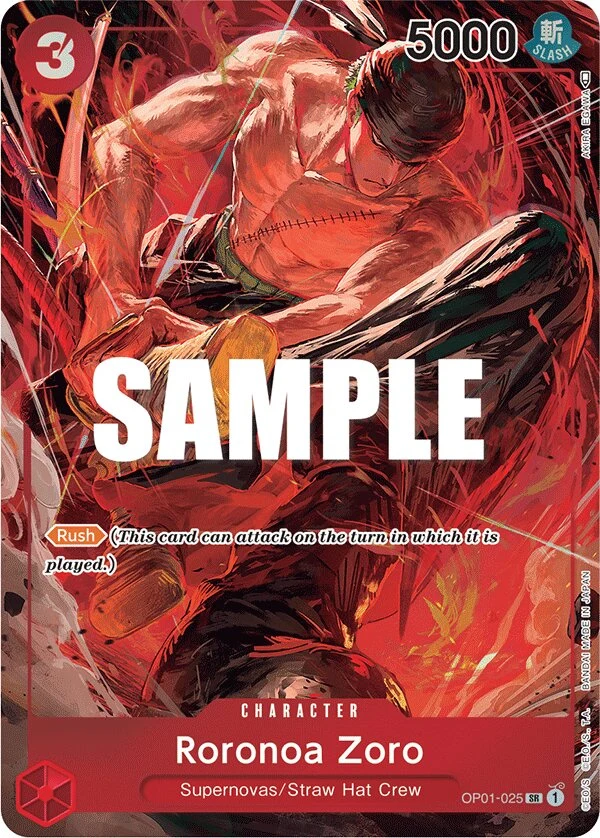 Carte One Piece anglaise Roronoa Zoro OP01-025 SR