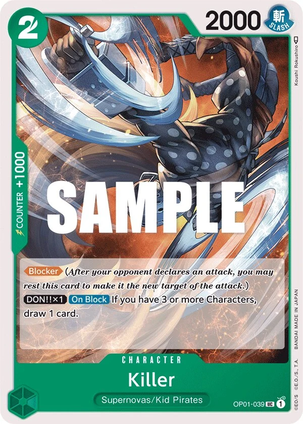 Carte One Piece anglaise Killer OP01-039 UC
