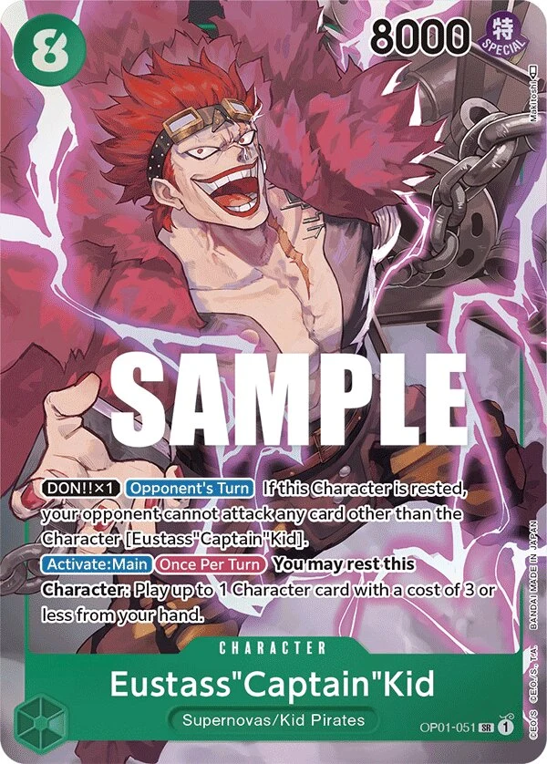 Carte One Piece anglaise Eustass"Captain"Kid OP01-051 SR