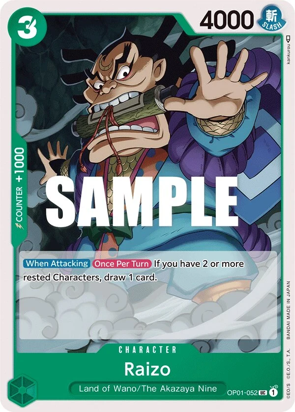 Carte One Piece anglaise Raizo OP01-052 UC