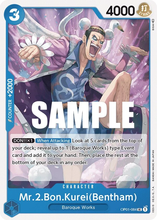 Carte One Piece anglaise Mr.2.Bon.Kurei(Bentham) OP01-084 UC