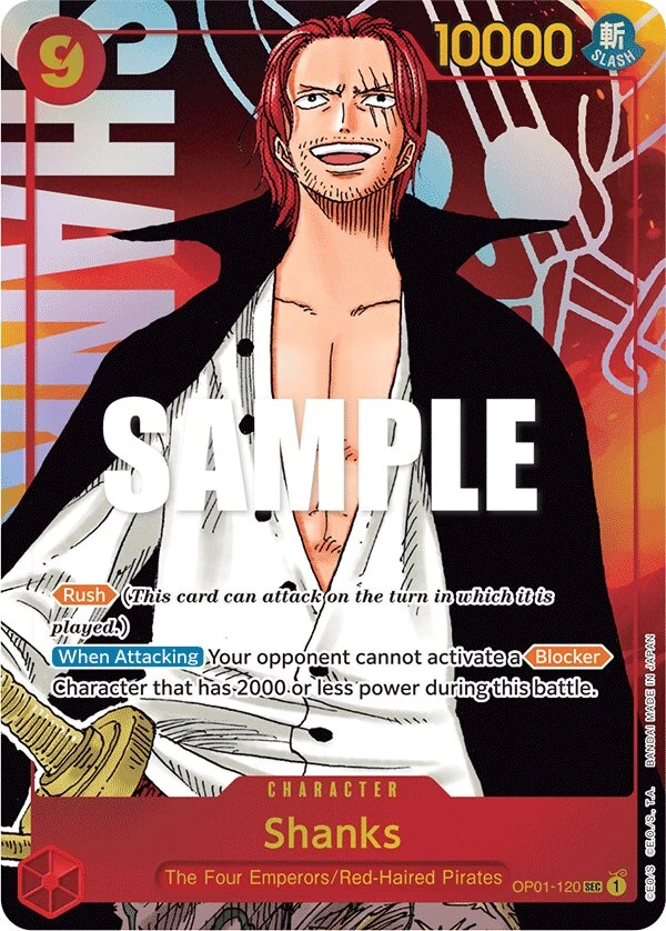 Carte One Piece anglaise Shanks OP01-120 SEC