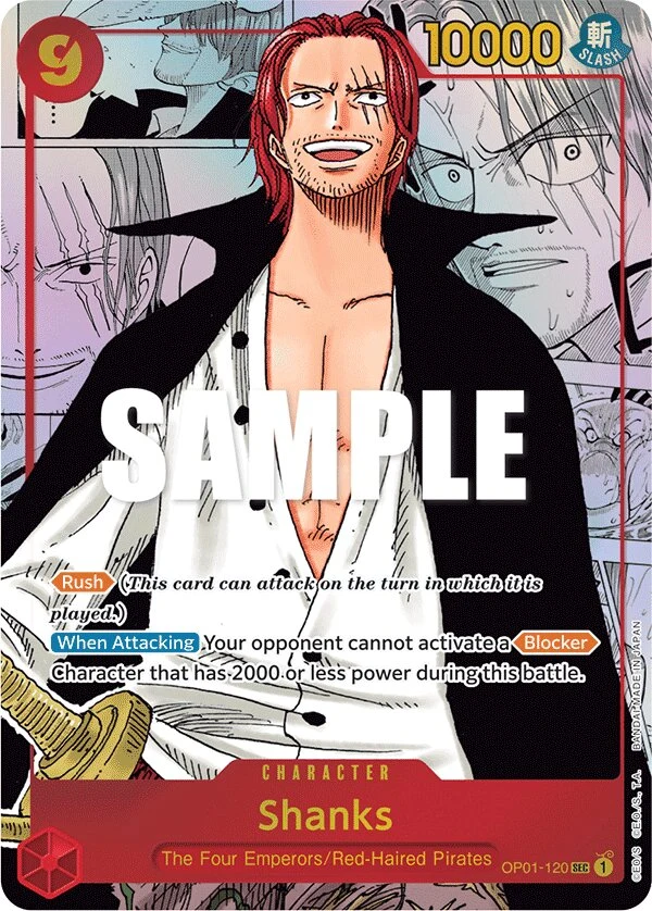 Carte One Piece anglaise Shanks OP01-120 SEC