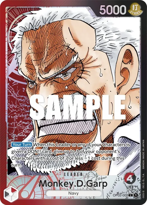 Carte One Piece anglaise OP02-002 Monkey.D.Garp (version 2)