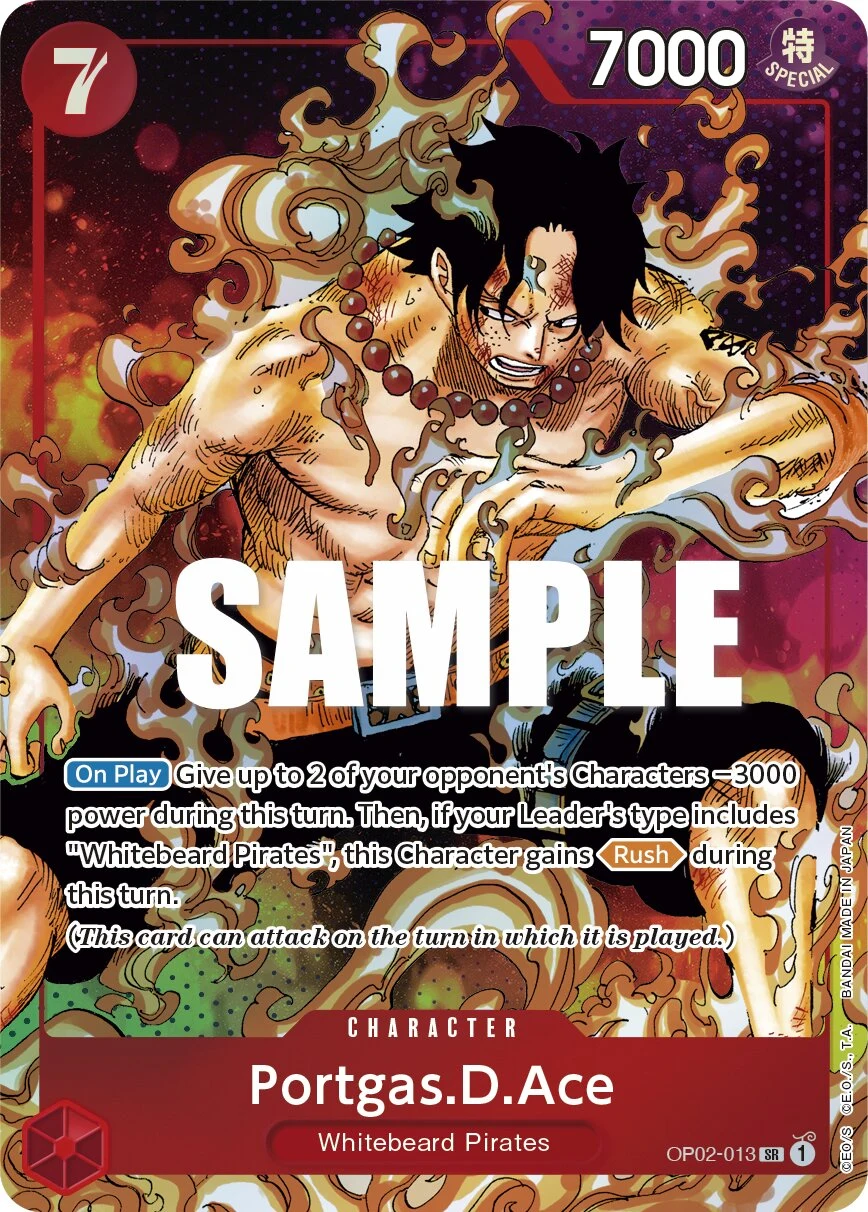Carte One Piece anglaise Portgas.D.Ace OP02-013 SR